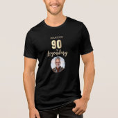 90 & Legendary Gold Photo 90th Birthday Tri-Blend Shirt (Voorkant)