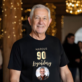 90 & Legendary Gold Photo 90th Birthday  Tri-Blend Shirt