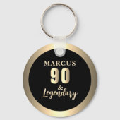 90 & Legendary Goud 90ste Verjaardag Sleutelhanger (Voorkant)