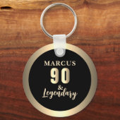 90 & Legendary Goud 90ste Verjaardag Sleutelhanger (Achterkant)