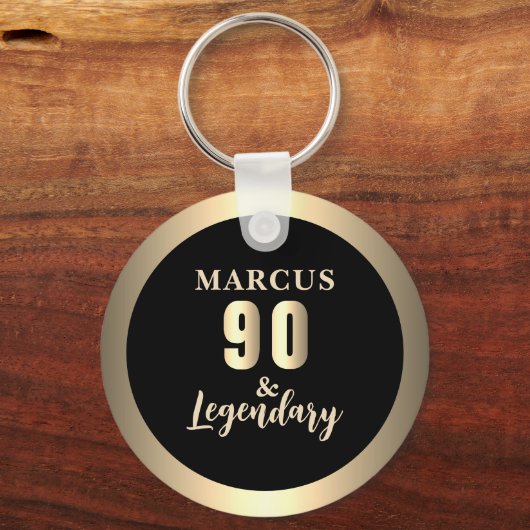 90 & Legendary Goud 90ste Verjaardag Sleutelhanger (Voorkant)