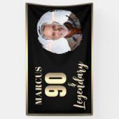 90 & Legendary Photo 90th Birthday Gold Spandoek (Verticaal)