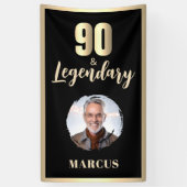 90 & Legendary Photo 90th Birthday Gold Spandoek (Verticaal)