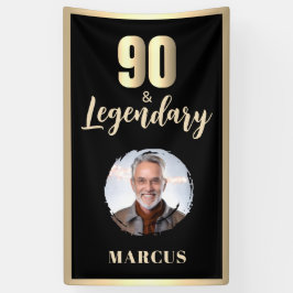 90 & Legendary Photo 90th Birthday Gold Spandoek