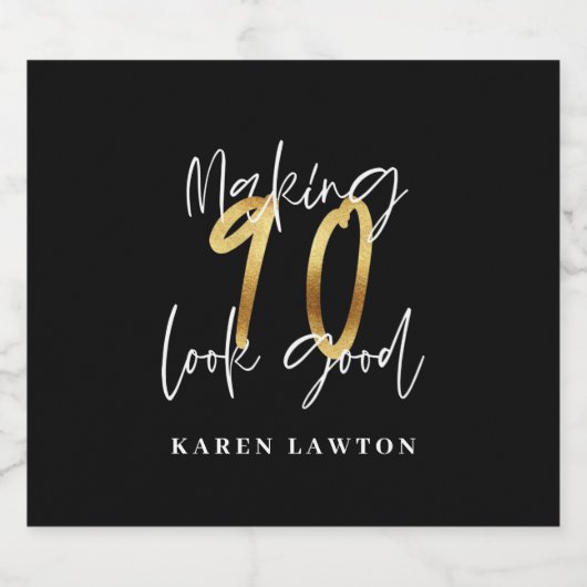 90 lijken een goede gouden verjaardag bier etiket (Enkel label)