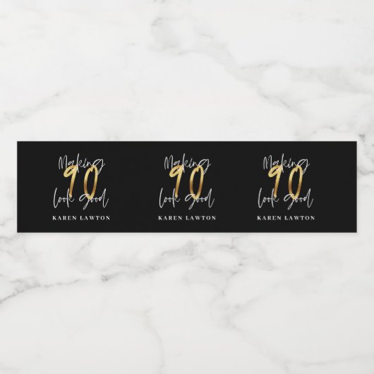 90 lijken een goede gouden verjaardag waterfles etiket (Enkel label)