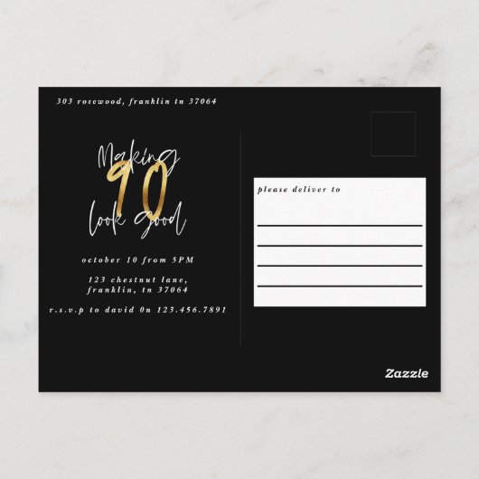 90 lijkt goed modern goud en zwarte verjaardag briefkaart (Achterkant)