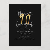 90 lijkt goed modern goud en zwarte verjaardag briefkaart (Voorkant)