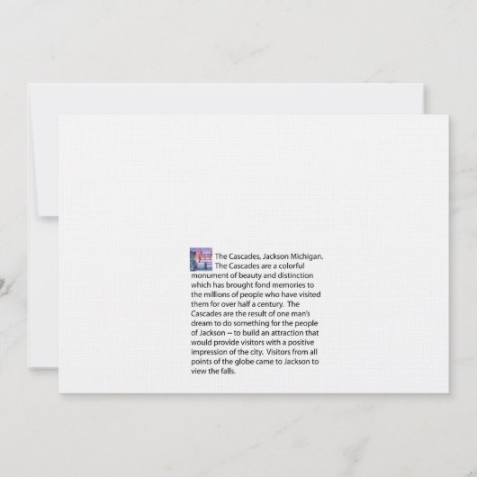 90# Linen uitnodiging Cascades Jackson Michigan (Achterkant)