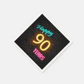 90 neonteken op bakstenen muur gloeien servet (Hoek)