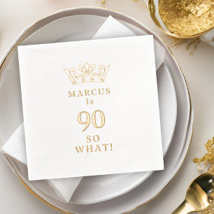 90 Nou en? Grappige Lauwerkrans Kroon 90e Verjaard Folie Servetten