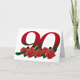 90- of 90e verjaardag bloemen kaart
