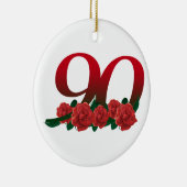 90 of 90e verjaardag bloemen keramisch ornament (Rechts)
