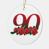90 of 90e verjaardag bloemen keramisch ornament (Links)