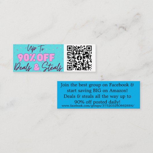 90% Off Deals & Steals group advertisement Mini Visitekaartje (Voorkant / Achterkant)
