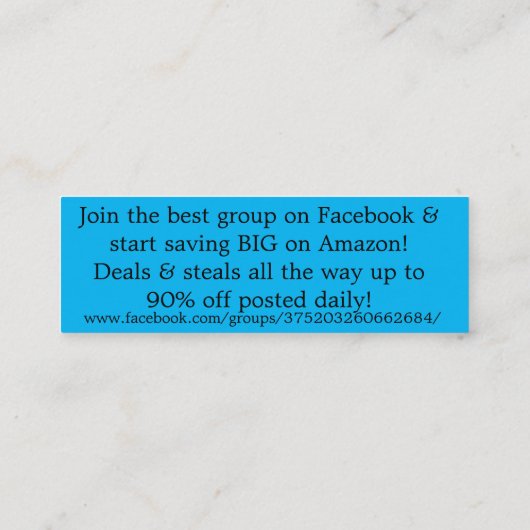 90% Off Deals & Steals group advertisement Mini Visitekaartje (Achterkant)