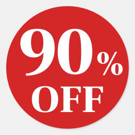90% OFF Red Background Classic Round Sticker (Voorkant)