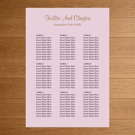 90 Paarse Simple Wedding Seating Chart Poster