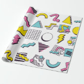 90 Pop Memphis Design Elements Cadeaupapier (Uitgerold)