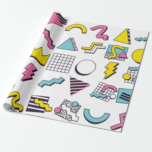 90 Pop Memphis Design Elements Cadeaupapier (Uitgerold)