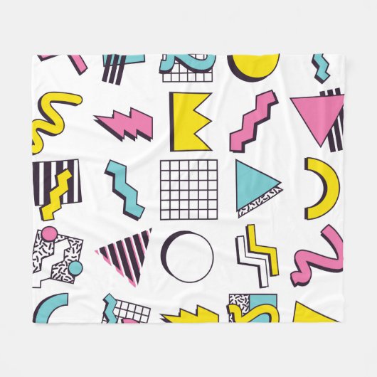 90 Pop Memphis Design Elements Fleece Deken (Voorkant (Horizontaal))