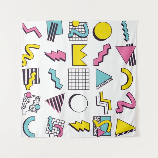 90 Pop Memphis Design Elements Wandkleed (Voorkant (horizontaal))