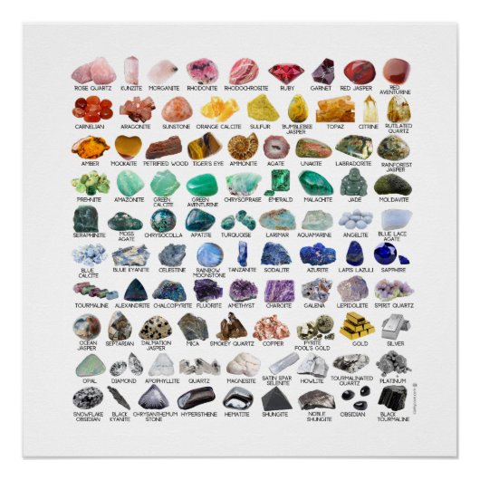90 Rainbow Rocks Crystal Collectie Glossy Poster (Voorkant)