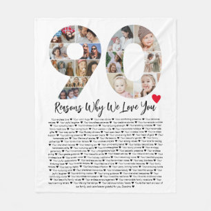 90 redenen waarom we van je houden 90ste verjaarda fleece deken