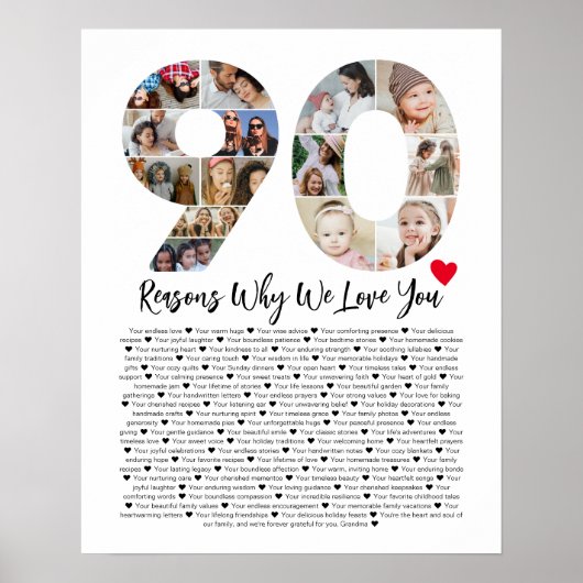 90 redenen waarom we van je houden 90ste verjaarda poster (Voorkant)