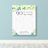 90 redenen waarom we van je verjaardagscadeau houd canvas afdruk (Insitu (Houten vloer))