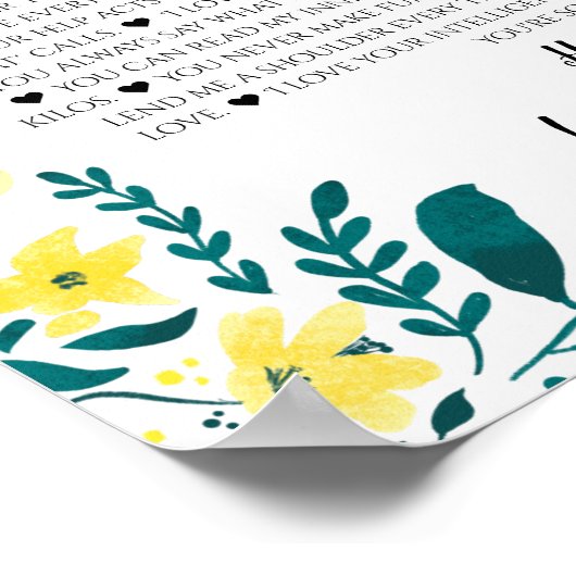 90 redenen waarom we van je verjaardagscadeau houd poster (Hoek)