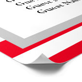 90 Rood/Witte Stripes Wedding Seating Chart Poster (Hoek)