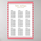 90 Rood/Witte Stripes Wedding Seating Chart Poster (Voorkant)