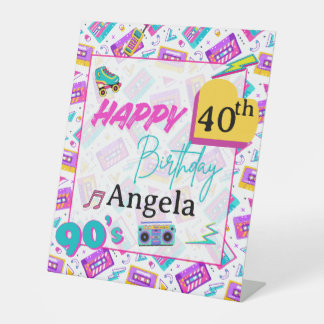 90’s Birthday Party Decorations Table Top Sign Reclamebord Met Voetstuk