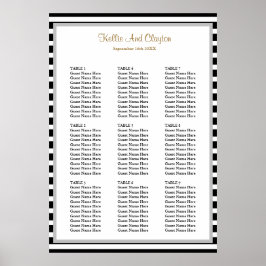 90 Schema voor een bruiloft met zwarte/witte strep Poster