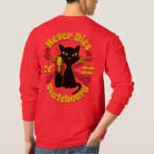 '90, skateboard kat, skateboard sterft nooit t-shirt (Achterkant)