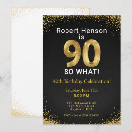 90 So What! Black Gold 90th Birthday Kaart