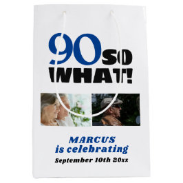 90 So what Funny 90th Birthday 2 Photo Collage Medium Cadeauzakje