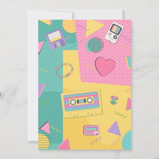 90' Theme Birthday Party Invitation Kaart (Achterkant)