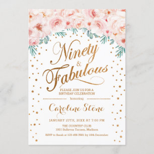 90 Uitstekend Verjaardagsfeest - Wit Goud Roze Kaart