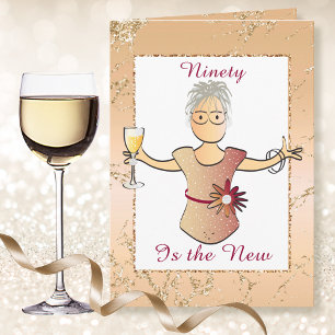 90 Uitstekende Vrouw Cartoon Sweet Birthday Sparkl Kaart