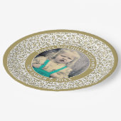 90 Uw foto Willekeurige nummerpatroon Goud/Wit Papieren Bordje (Gekanteld)