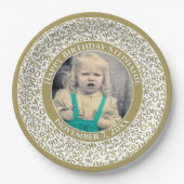 90 Uw foto Willekeurige nummerpatroon Goud/Wit Papieren Bordje (Voorkant)