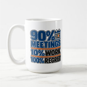 90% Vergaderingen 10% Werk 100% Spijt Grappige 0,4 Koffiemok