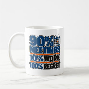 90% Vergaderingen 10% Werk 100% Spijt Grappige 330 Koffiemok