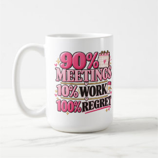 90% Vergaderingen 10% Werk 100% Spijt Roze 0,45L M Koffiemok