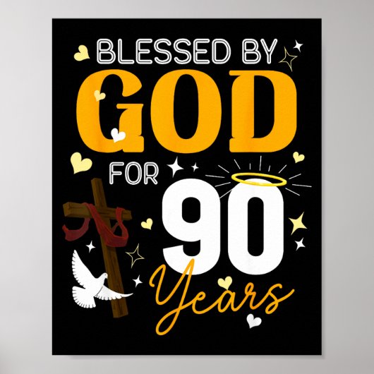 90 Verjaardag Gezegend Door God Voor 90 Jaar Oud 9 Poster (Voorkant)