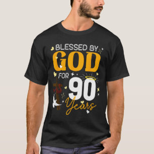 90 Verjaardag Gezegend Door God Voor 90 Jaar Oud 9 T-shirt