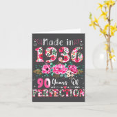 90 Year Old Made In 1936 Floral 90th Birthday Wome Kaart (Gele Bloem)