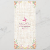 90 Years Flowers Floral 90th Birthday Linen Menu (Achterkant)